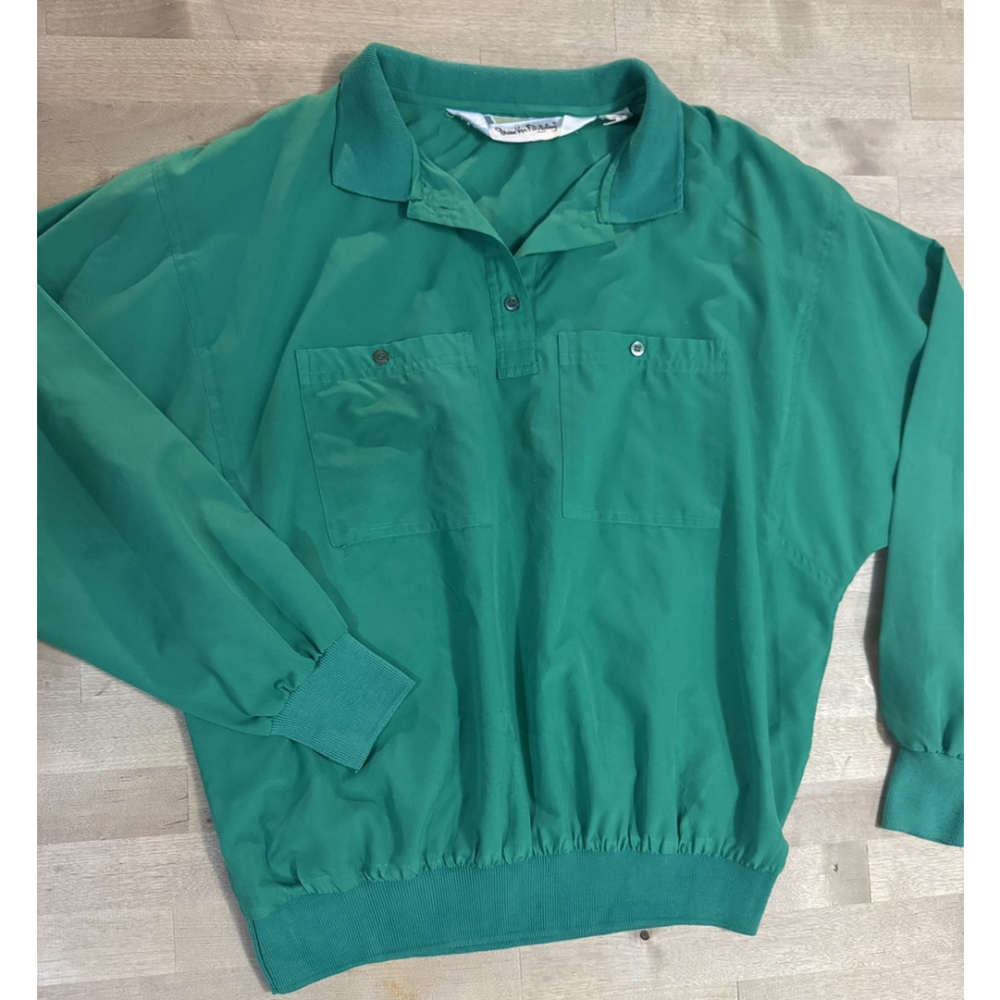 Vintage Diane Von Furstenberg Green long sleeve collared pocket Shirt